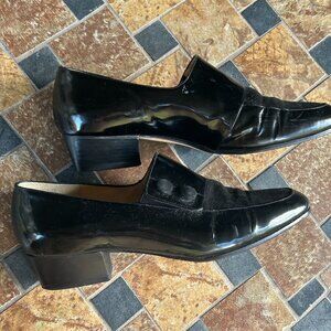 Black Patent leather & suede Italian loafers